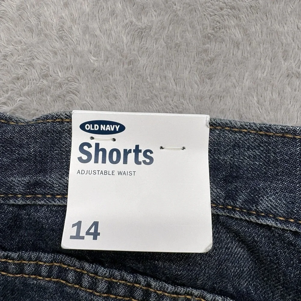 Old Navy Girls Shorts 14 Denim Distressed Adjustable Waist Dark Wash Raw Hem